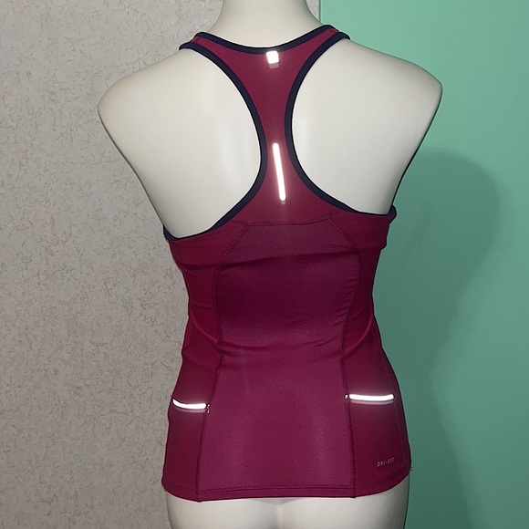 pink embroider nike dri fit tank with mesh back and build in sports bra - Picture 2 of 2